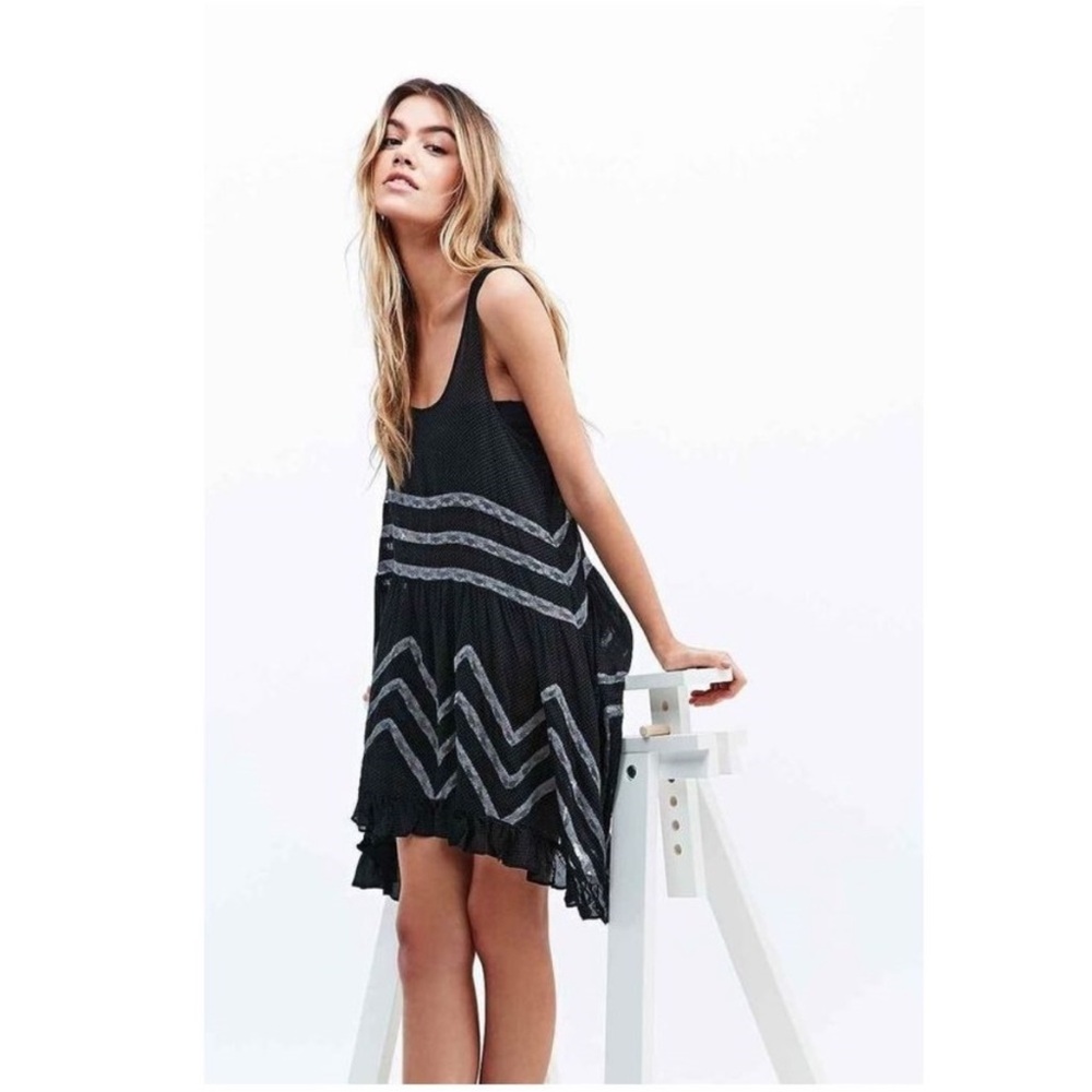 FREE PEOPLE Black Dot Slip Voile Trapeze Dress